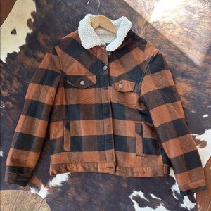 LoveTree Plaid Sherpa-Lined Jacket